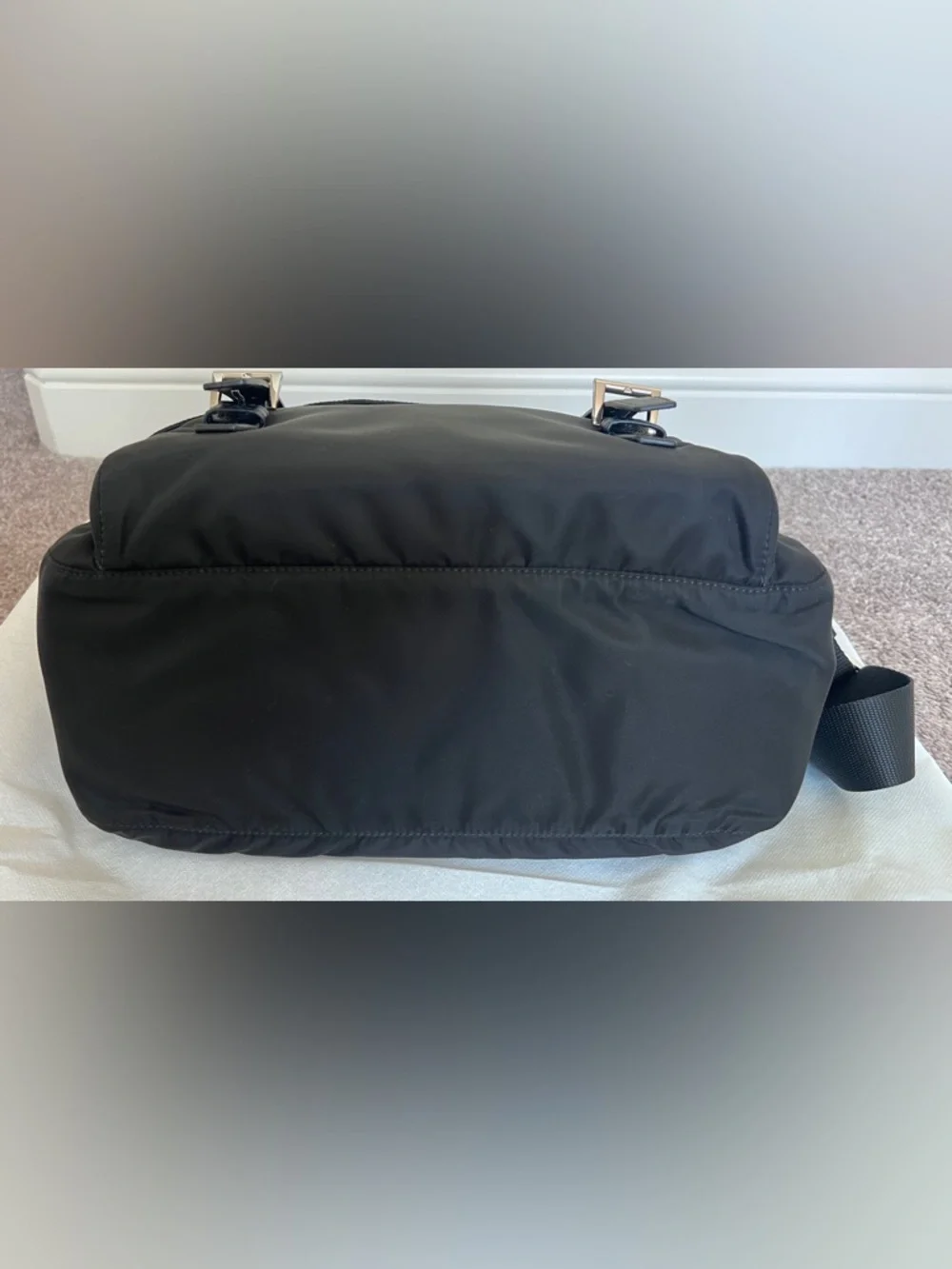 Prada Black Nylon Messenger with Leather Trim